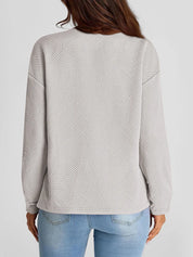 Full Size Texture Round Neck Long Sleeve Sweatshirt | Sweatshirts Daverri Fashions