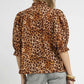 Umgee Full Size Leopard Print Ruffle Neck Blouse Plus Size Blouses