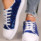 Sequin Round Toe Flat Sneakers - DAVERRI FASHIONS