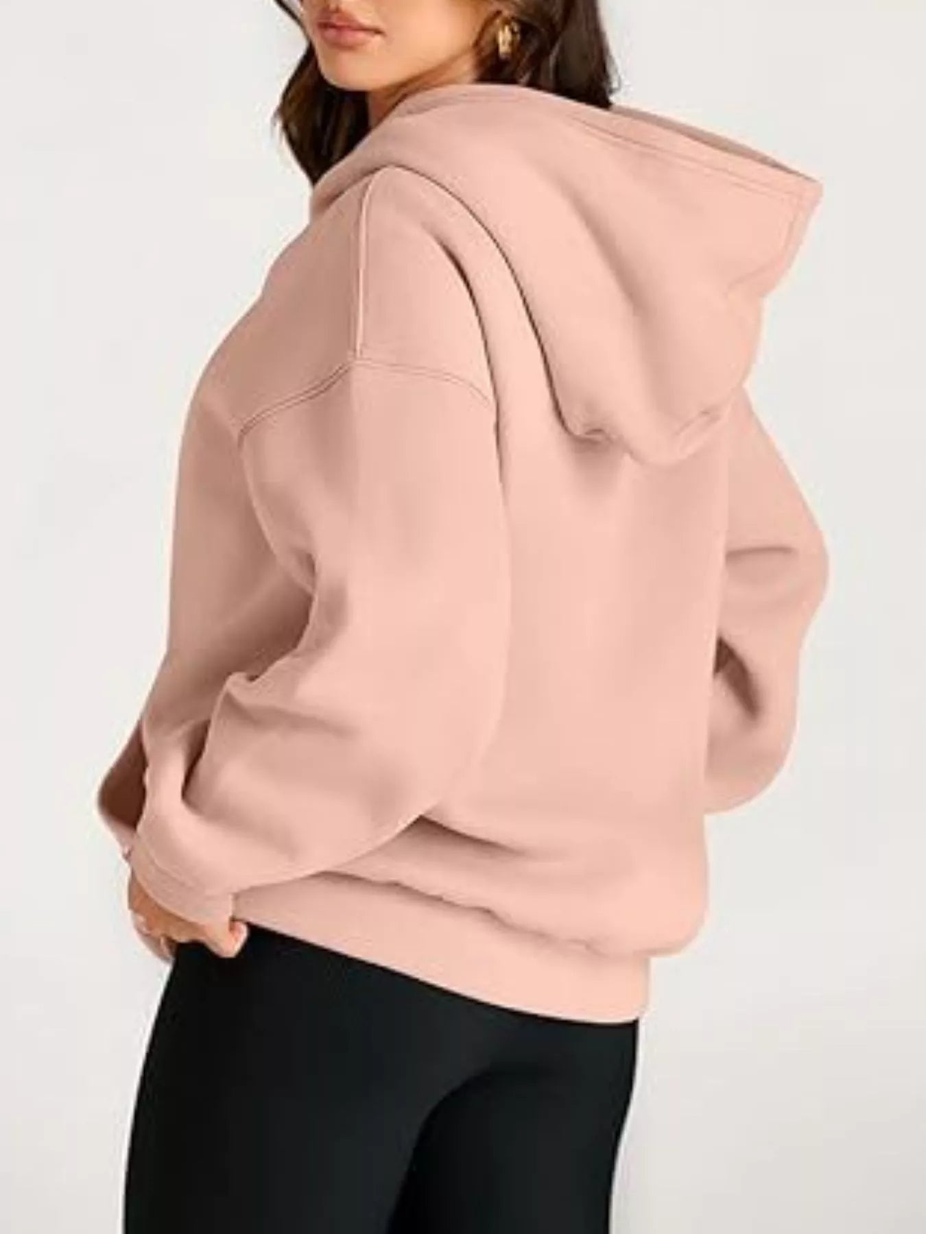 Soft blush pink oversized kangaroo pocket long sleeve hoodie