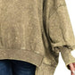 Zenana Acid Wash Exposed-Seam High Low Sweatshirt - DAVERRI FASHIONS