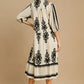Umgee Printed Notched Midi Dress Midi Dresses