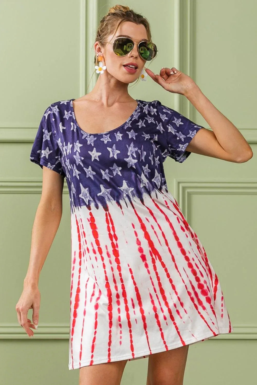 BiBi American Flag Theme Tee Dress - DAVERRI FASHIONS