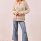 BiBi Half Button Ribbed Two Tone Sweater - DAVERRI FASHIONS