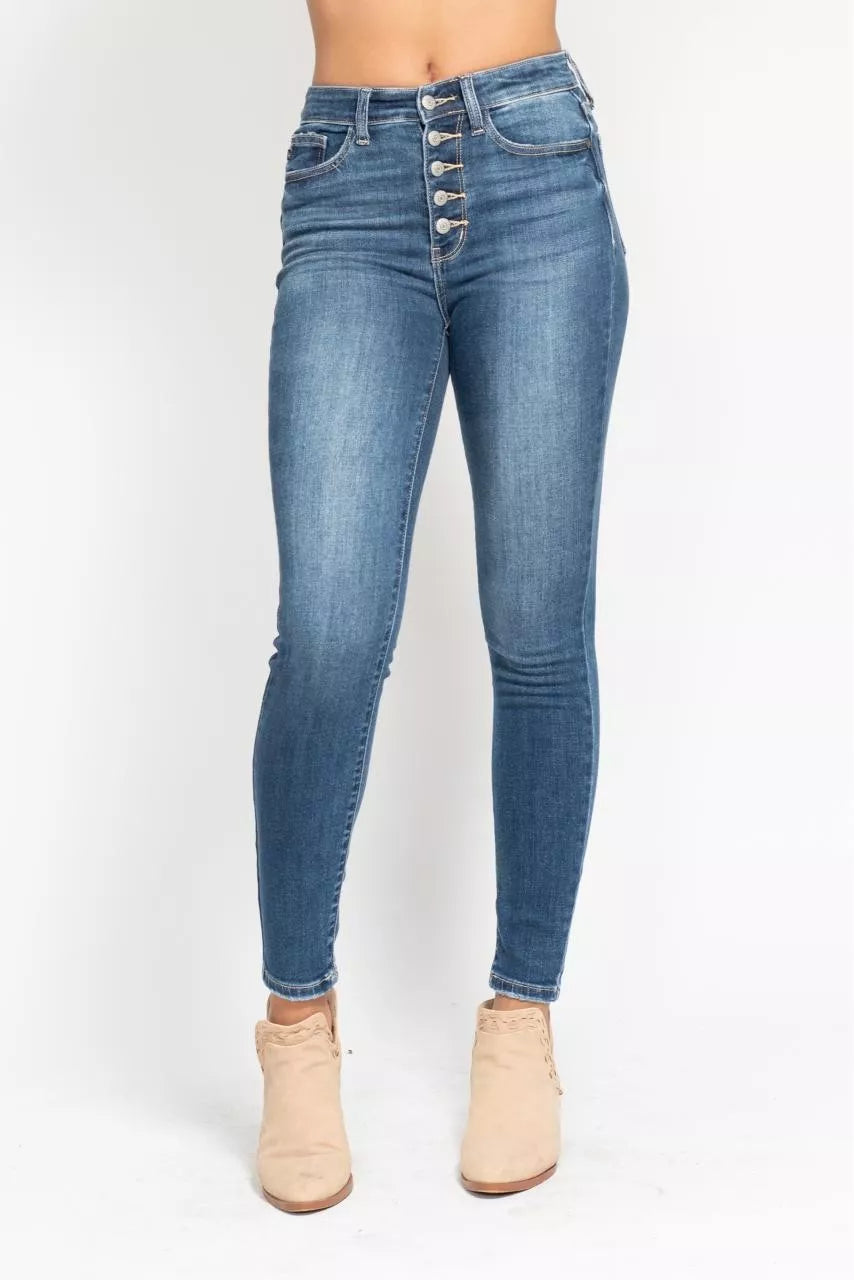 MD Judy Blue Full Size High Rise Button Fly Skinny Jeans Plus Size | Jeans Daverri Fashions