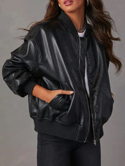 Zip Up Long Sleeve Bomber Jacket | Bomber Jackets Daverri Fashions