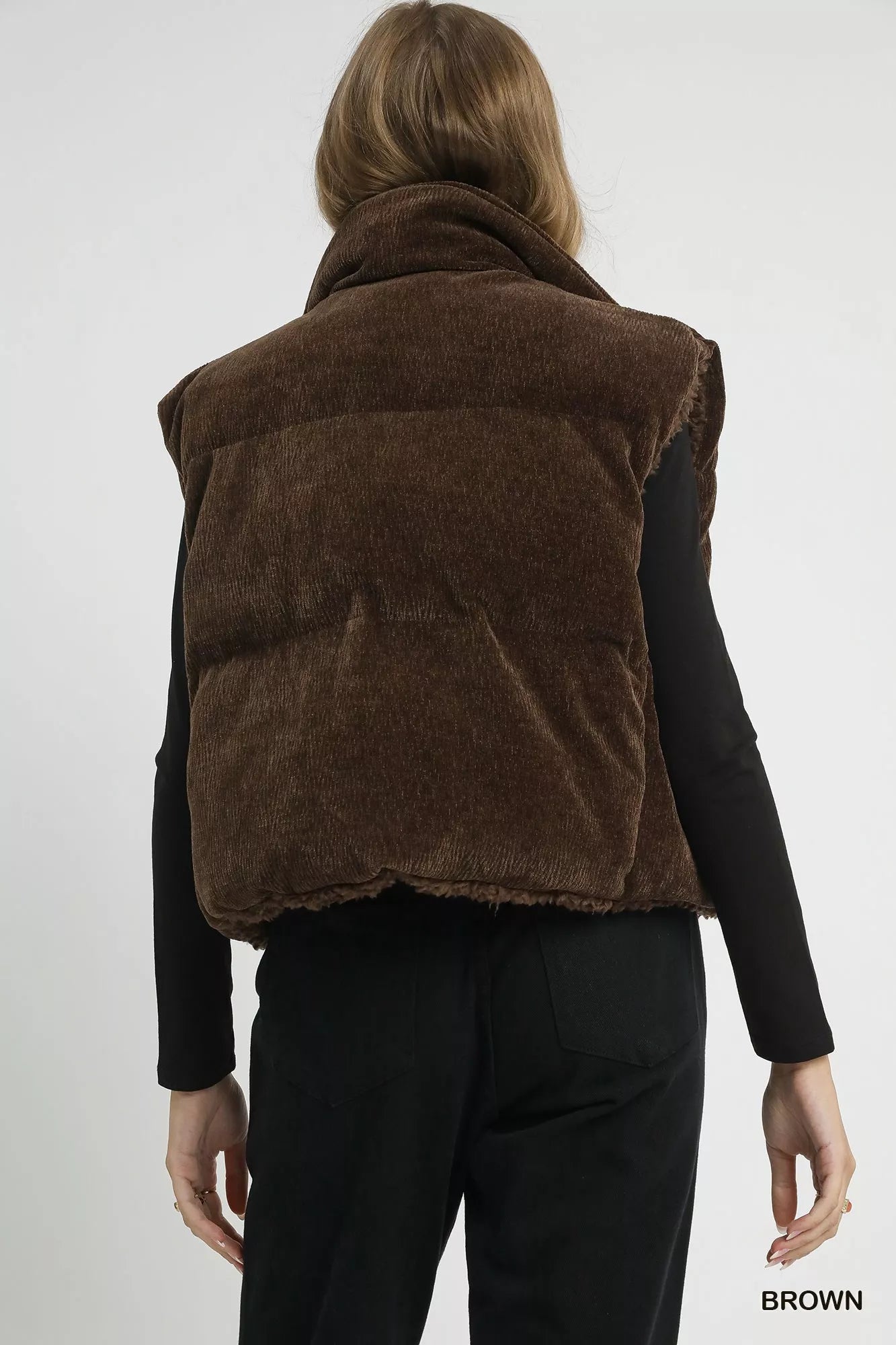 Umgee Sherpa-Lined Zip Vest with Drawstring Hem | Vest Jackets Daverri Fashions