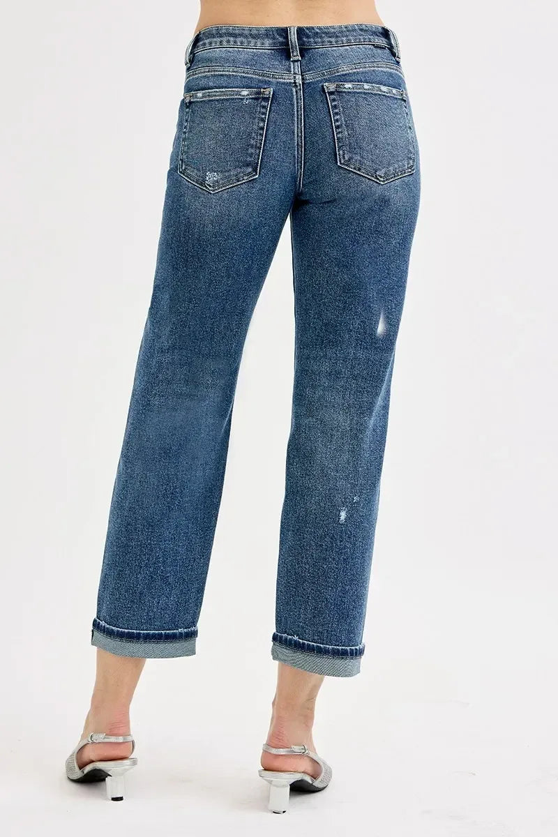 RISEN Full Size Low Rise Crop Boyfriend Jeans - DAVERRI FASHIONS