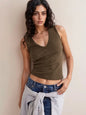 Solid V-Neck Tank - DAVERRI FASHIONS