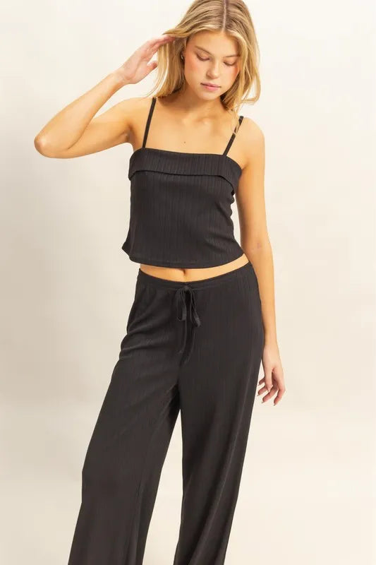 HYFVE Rib Knit Cami Top and Pants Set Outfit Sets