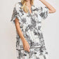 Umgee Full Size Two Tone Landscape Print Dress Black Mini Dresses