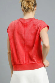 Umgee Round Neck Cap Sleeve Sweatshirt | Sweatshirts Daverri Fashions
