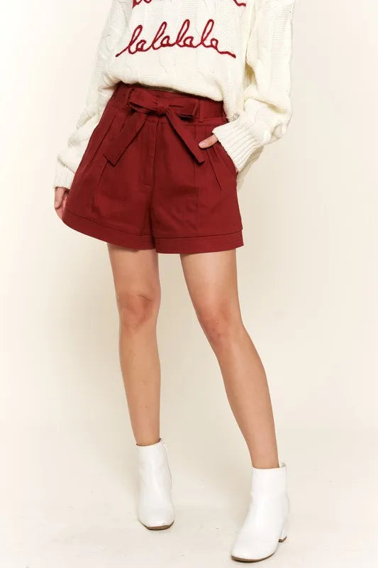 And The Why Ribbon Belt Basic Shorts Shorts