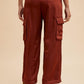 Anniewear Wide Leg Cargo Satin Pants Pants