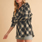 Aemi + Co Slit Plaid Half Zip Drop Shoulder Top
