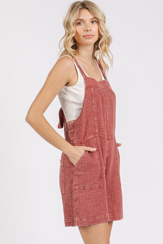 Mittoshop Textured Knotted Wide Strap Overalls Shortalls