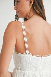 MABLE Eyelet Lace Babydoll Mini Cami Dress | Mini Dresses Daverri Fashions