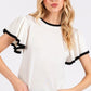 Mittoshop Contrast Trim Ruffled Cap Sleeve Knit Top - DAVERRI FASHIONS