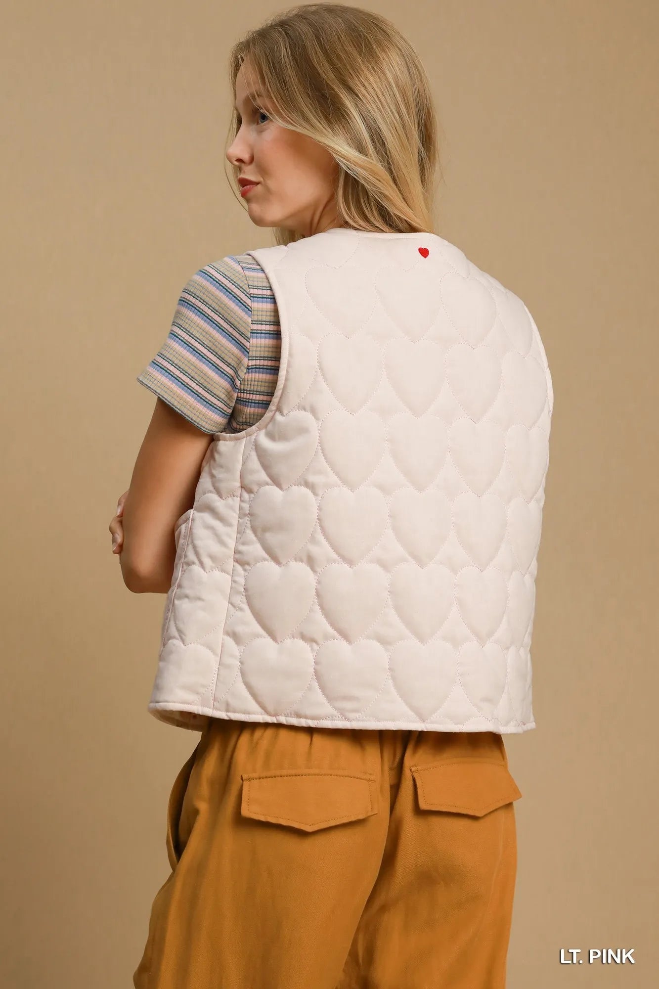 Umgee Heart Quilted Tie-Front Vest Vests