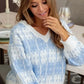 BiBi Hashtag Grid Textured V-Neck Sweater - DAVERRI FASHIONS