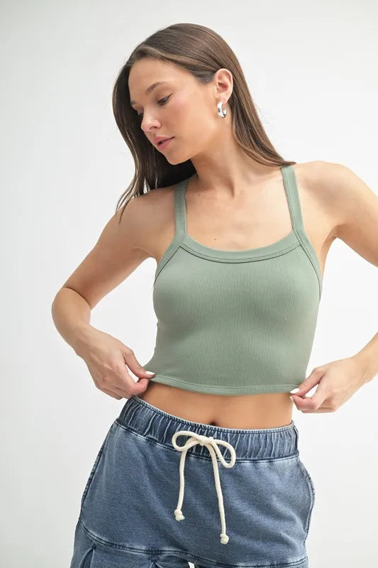MONO B Seamless Solid Cami MOSS