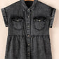 Short Sleeve Flap Pocket Button Up Raw Hem Denim Shirt - DAVERRI FASHIONS