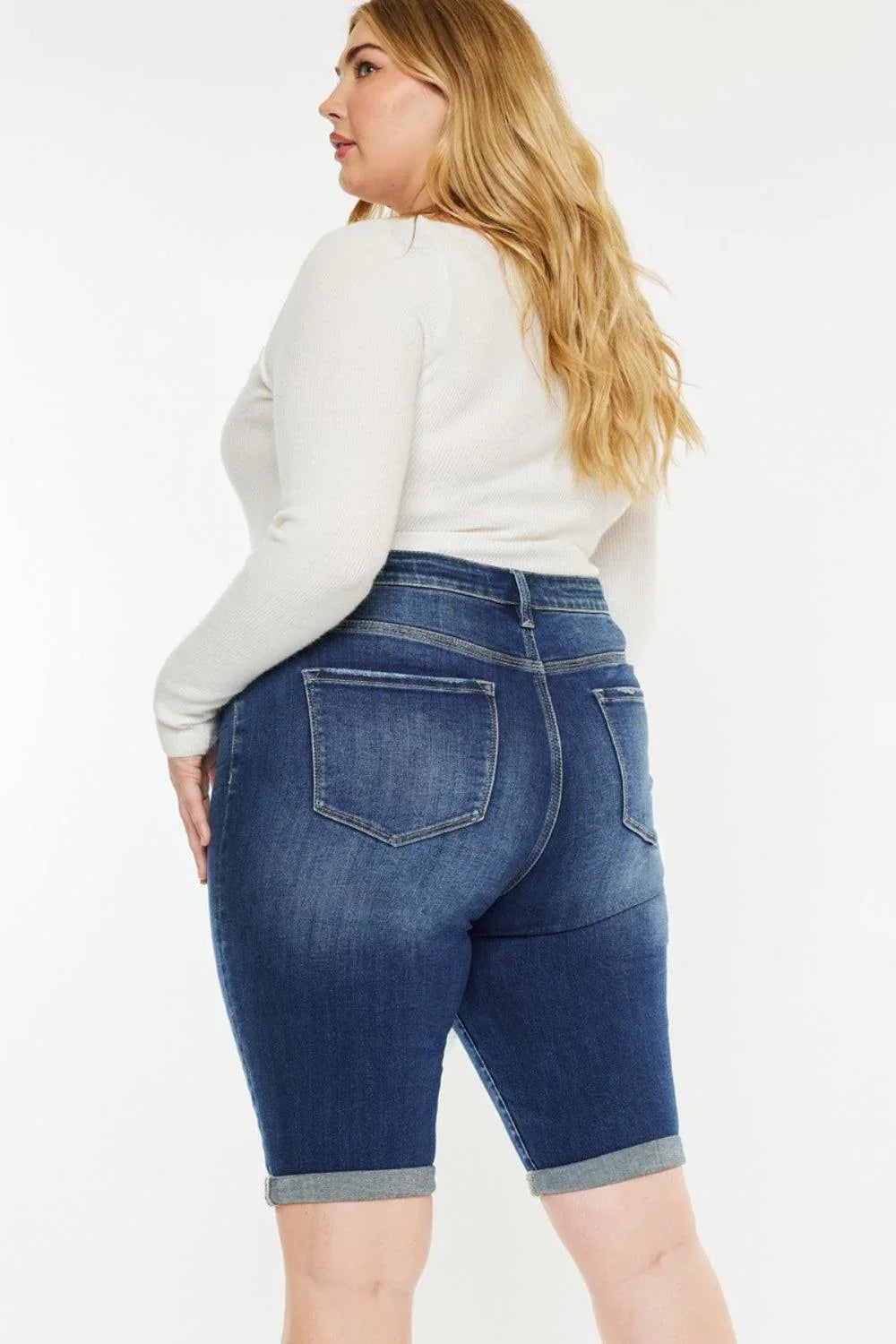 Kancan Full Size Cat's Whiskers Button Fly Denim Shorts - DAVERRI FASHIONS