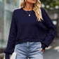 Navy blue oversized crewneck sweatshirt with drop shoulders and ribbed cuffs
