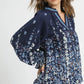 Umgee Full Size Floral Vine Print Blouse with Balloon Sleeves Plus Size