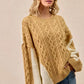 BiBi Cable Knit With Hacci Combo Sweater With Uneven Hem Detail - DAVERRI FASHIONS