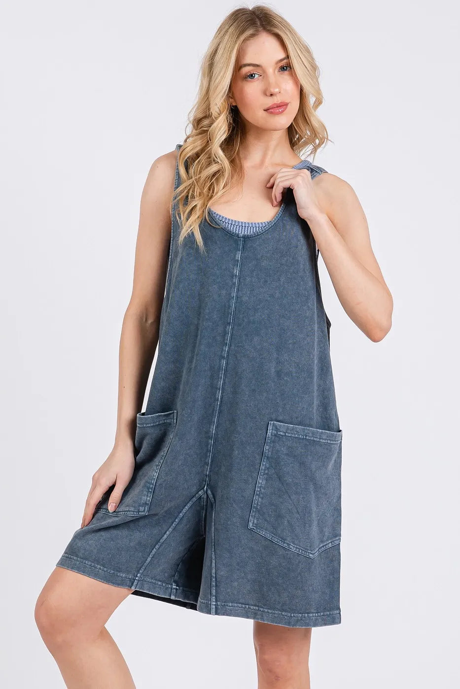 Mittoshop Low Scoop Neck Tank Washed French Terry Romper Rompers