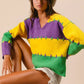 BiBi Stitch Detail Mardi Gras Stripes Sweater - DAVERRI FASHIONS