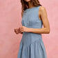 SO ME light blue fit and flare sleeveless denim mini dress