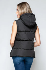 Snobbish Snap and Zip Closure Hooded Vest | Vest Jackets Daverri Fashions