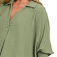 Zenana Airflow Collar Tee with Smocked Sleeve Band Top