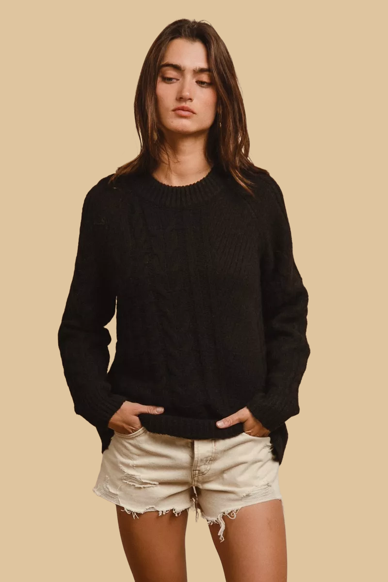 BiBi Twist Knitted Open Shoulder Sweater