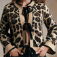 Leopard Print Bow-Tie Front Cropped Cardigan - DAVERRI FASHIONS