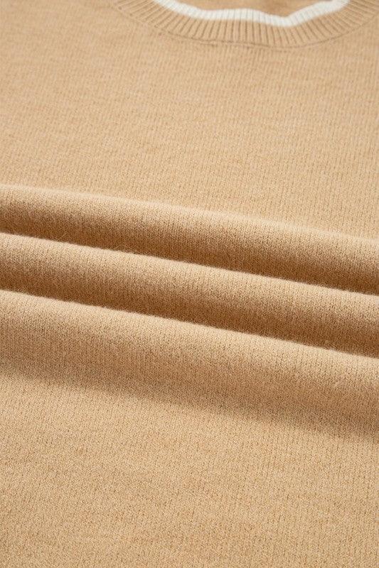 Ava Cuff Contrast Trim Sweater - DAVERRI FASHIONS