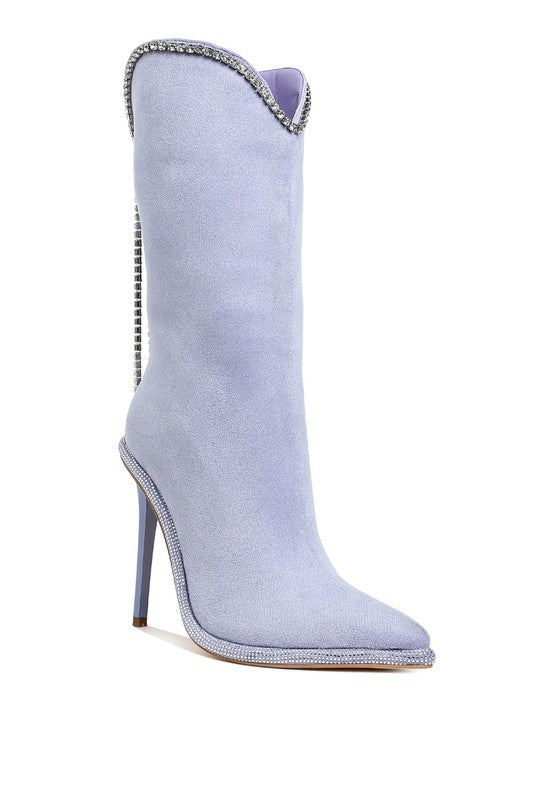 Ashipa Diamante Chain Detail Calf Boots | Boots Daverri Fashions