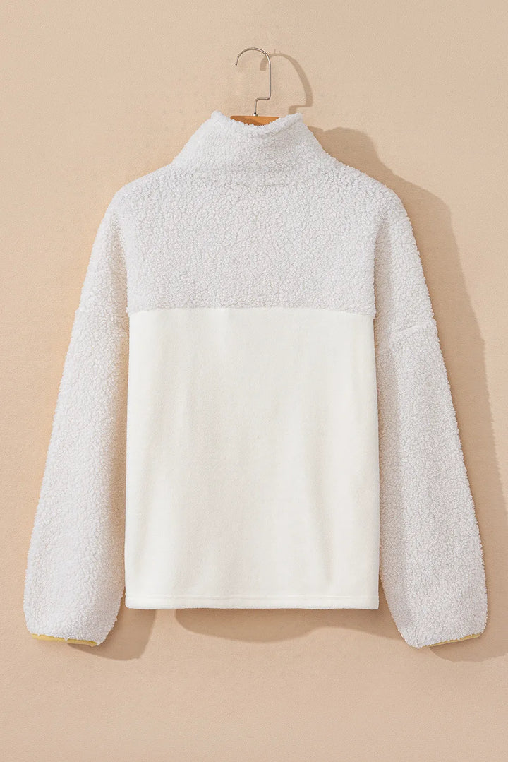Mock Neck Long Sleeve Sherpa Sweatshirt | Sweatshirts Daverri Fashions