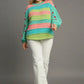 Umgee Full Size Color Block Cable Knit Sweater with Pom Pom Plus Size - DAVERRI FASHIONS