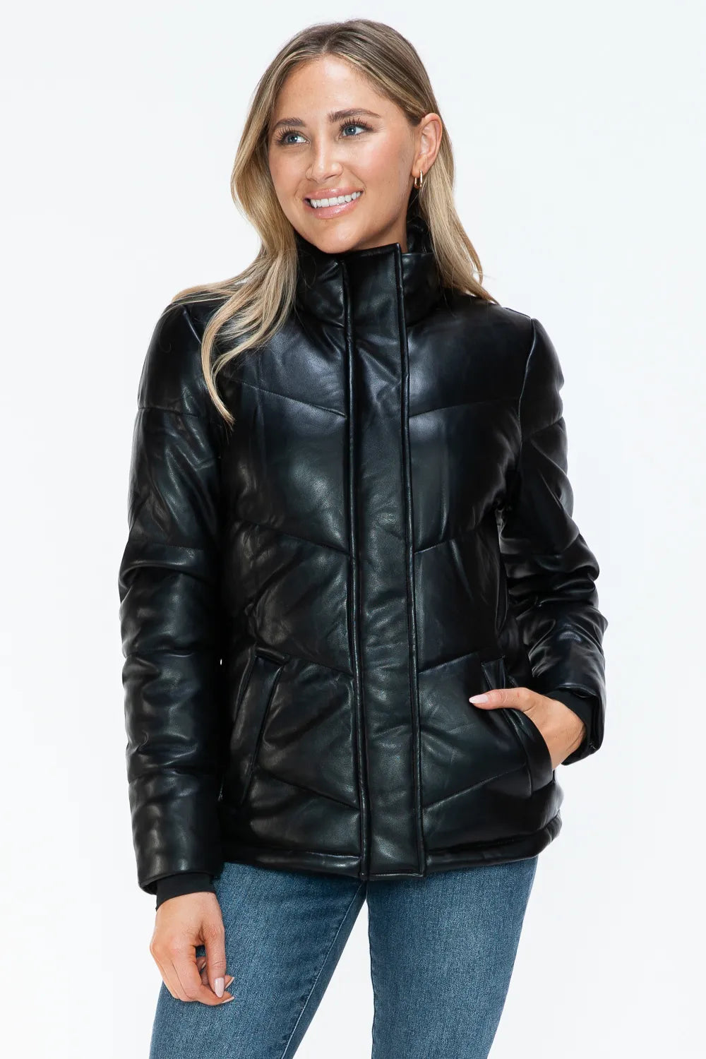 Snobbish Pocketed Zip Up Turtleneck Puffer Jacket M Jackets