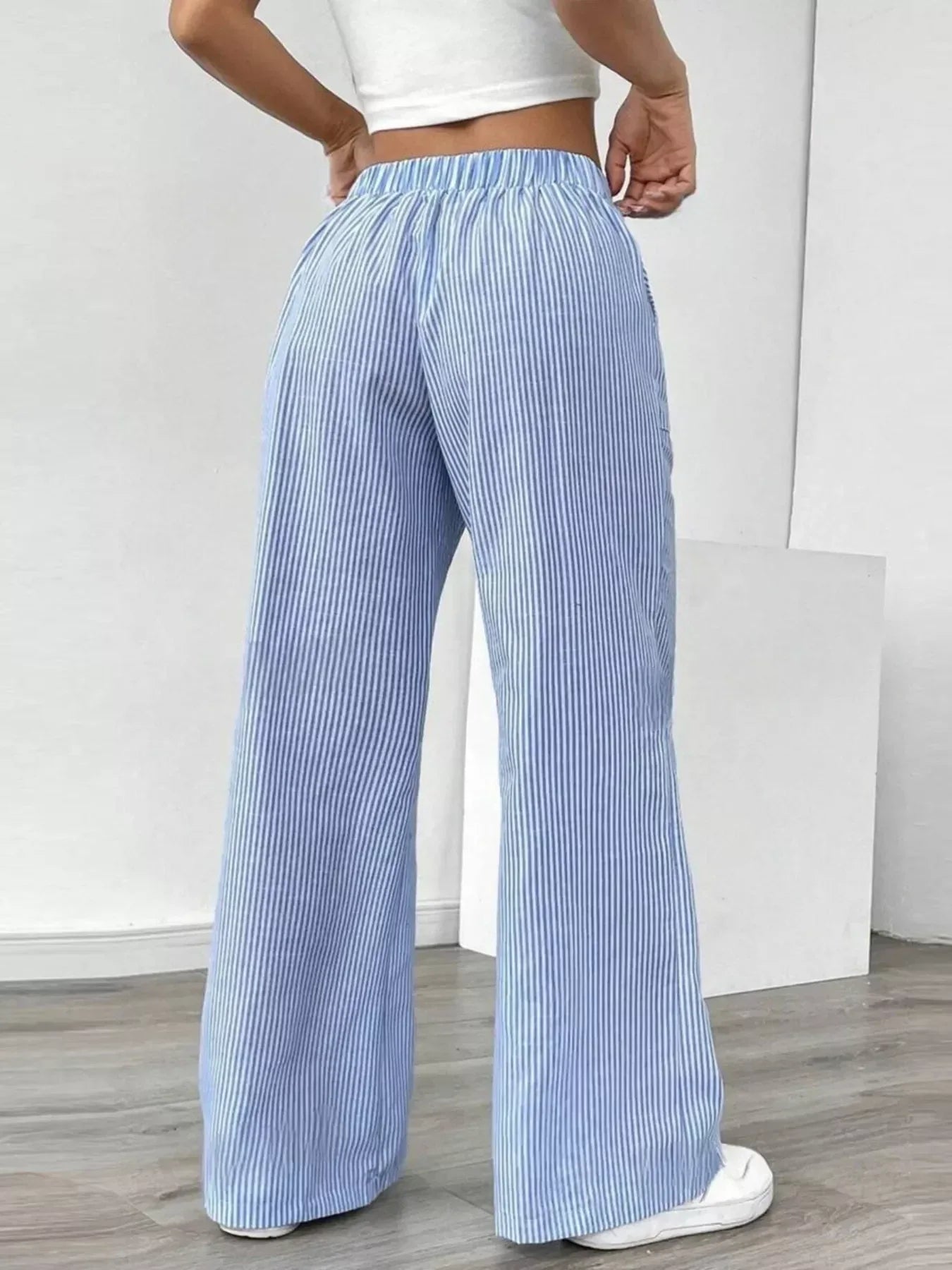 Striped Wide Leg Pants - DAVERRI FASHIONS