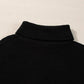 Black ribbed waffle knit turtleneck dropped shoulder sweater