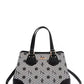 Monogram Pattern Handbag with Rhinestones Decor - DAVERRI FASHIONS