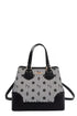 Monogram Pattern Handbag with Rhinestones Decor - DAVERRI FASHIONS