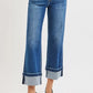RISEN Mid Rise Ankle Straight Jeans with Cuffed Hem - DAVERRI FASHIONS