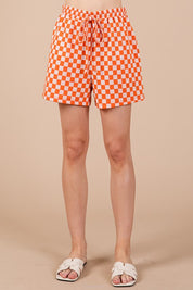 Ces Femme Checkered Round Neck Top and Shorts Set