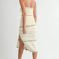 MABLE Contrast Striped Crochet Knit Midi Dress