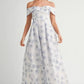 MABLE Floral Printed Off Shoulder Maxi Dress
